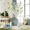 3 Pcs Summer White Cherry Blossom Branches Artificial Flowers Arrangements (White)